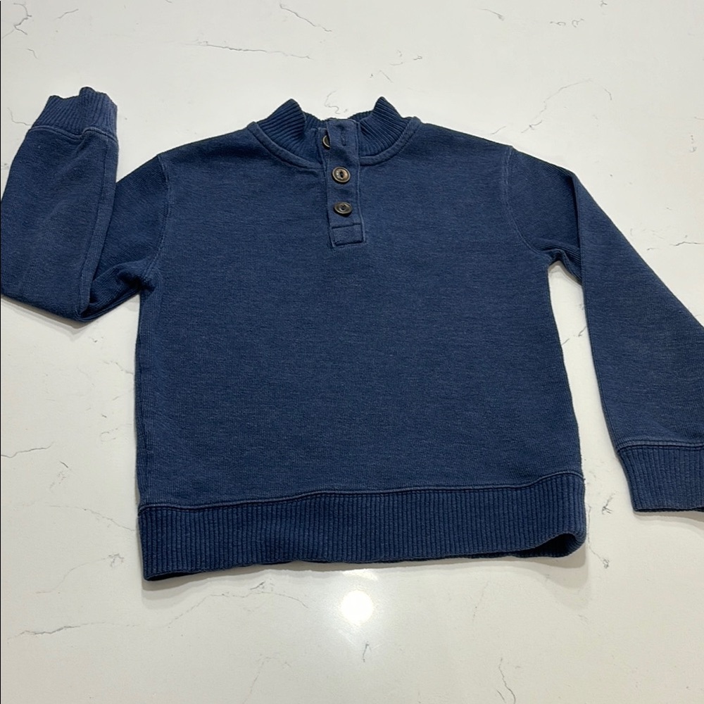 Boys’ Navy Collared Quarter Button-Down Shirt – Size Small (6/7)
